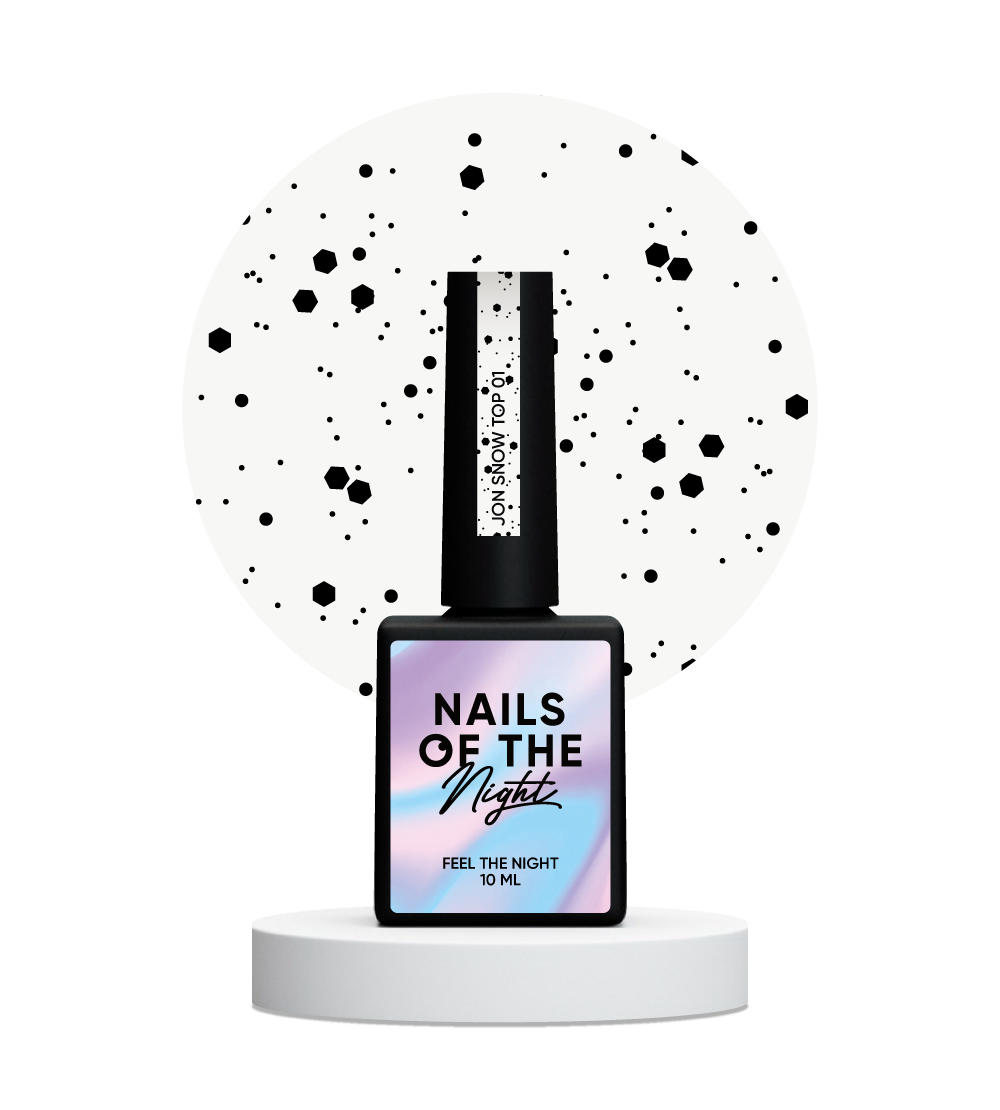NAILSOFTHENIGHT Jon Snow top 01 — top con hexágonos negros de varios tamaños, sin una capa pegajosa, 10 ml