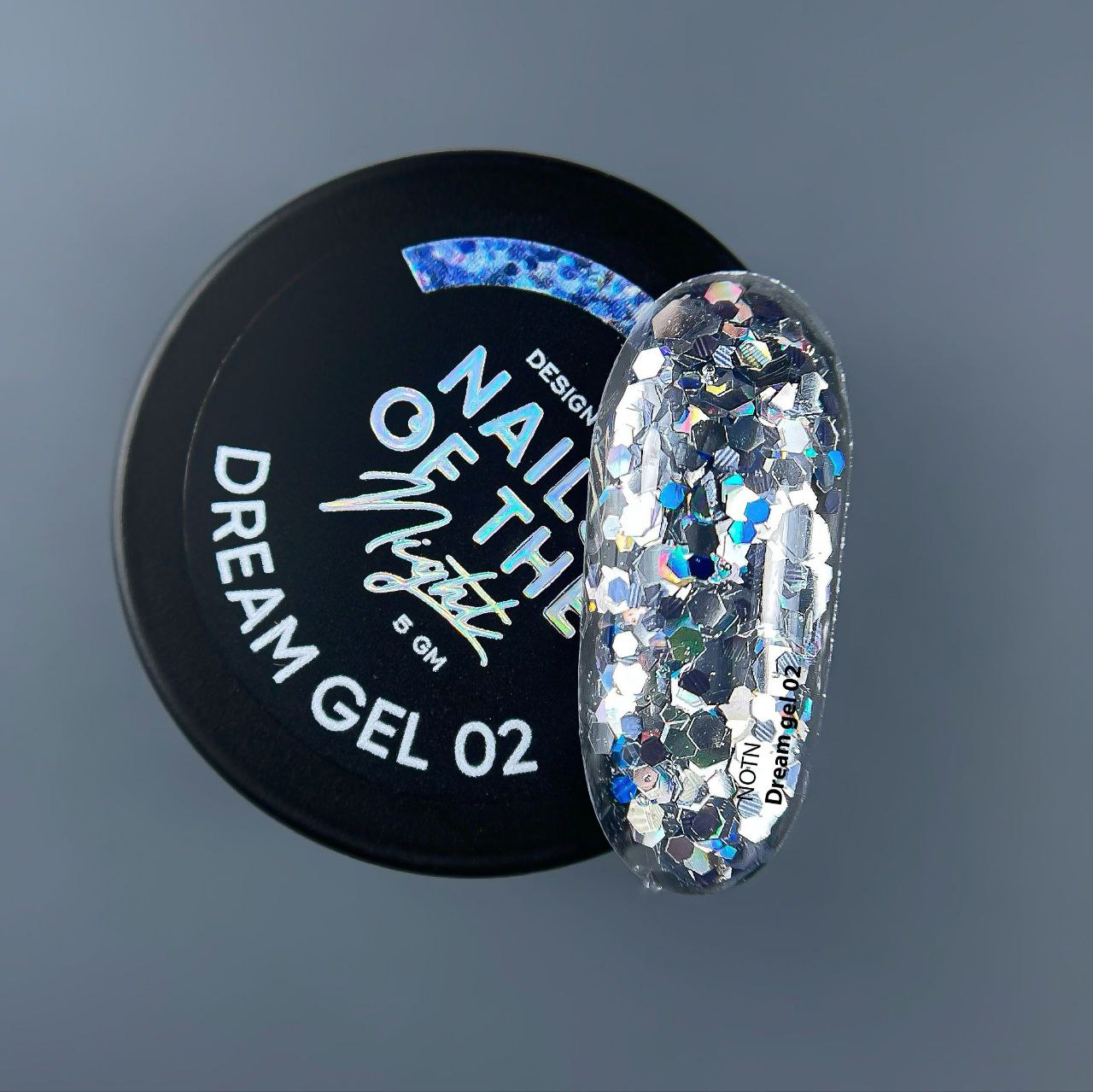 NAILSOFTHENIGHT Dream gel 02 — gel de design com hexágonos incríveis de diferentes tamanhos e glitter para unhas, 5 g