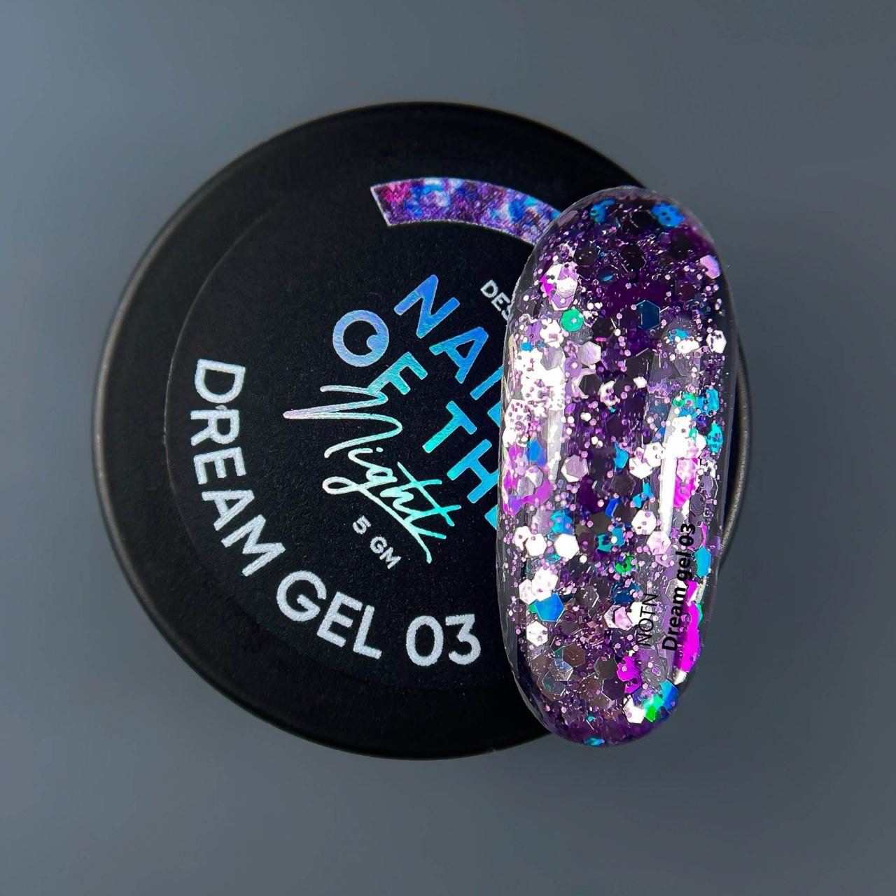 NAILSOFTHENIGHT Dream gel 03 — gel de design com hexágonos incríveis de diferentes tamanhos e glitter para unhas, 5 g