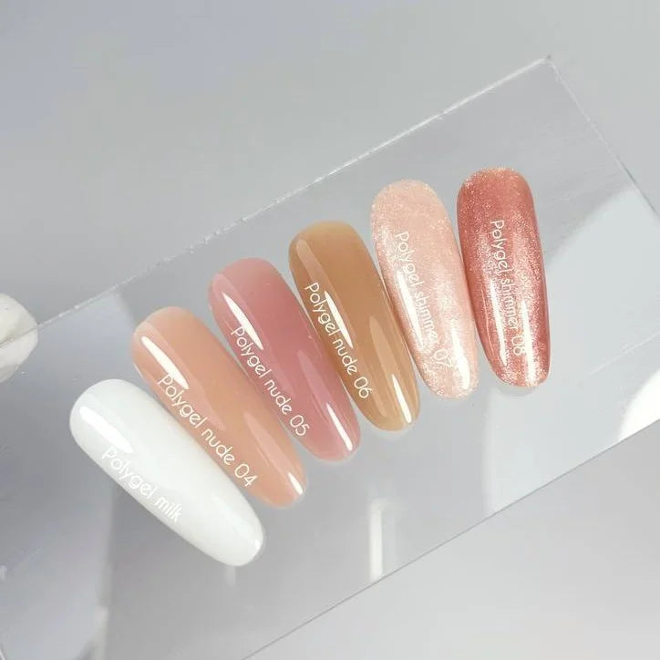 NAILSOFTHEDAY Polygel Shimmer 07 — polígel en tono champán con shimmer fino y intenso, 30 g
