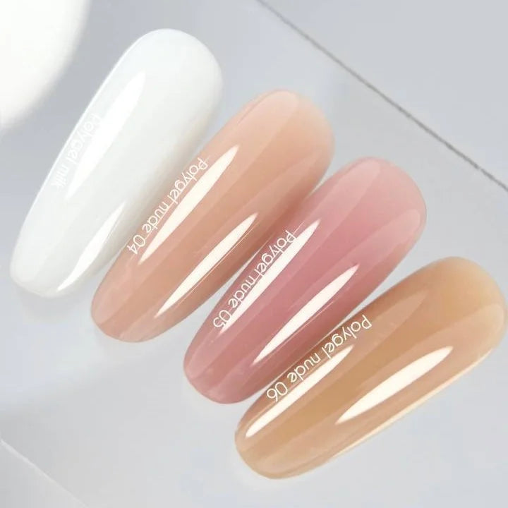 NAILSOFTHEDAY Polygel Shimmer 07 — polígel en tono champán con shimmer fino y intenso, 30 g