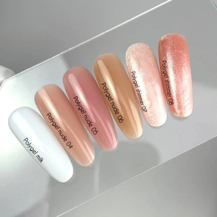 NAILSOFTHEDAY Polygel Shimmer 07 — polígel en tono champán con shimmer fino y intenso, 30 g