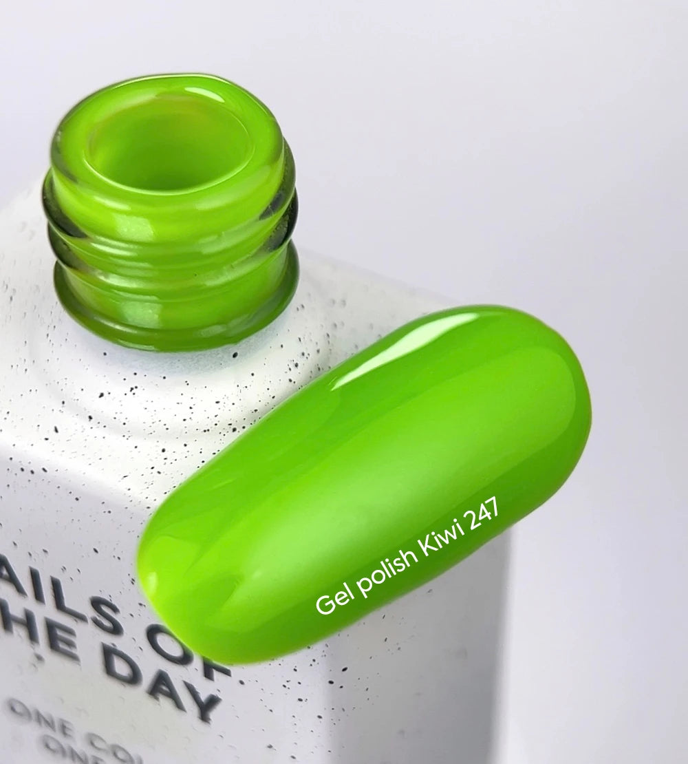 NAILSOFTHEDAY Gel Polish Kiwi-247 — esmalte semipermanente verde neón con cobertura total en una sola capa, 10 ml