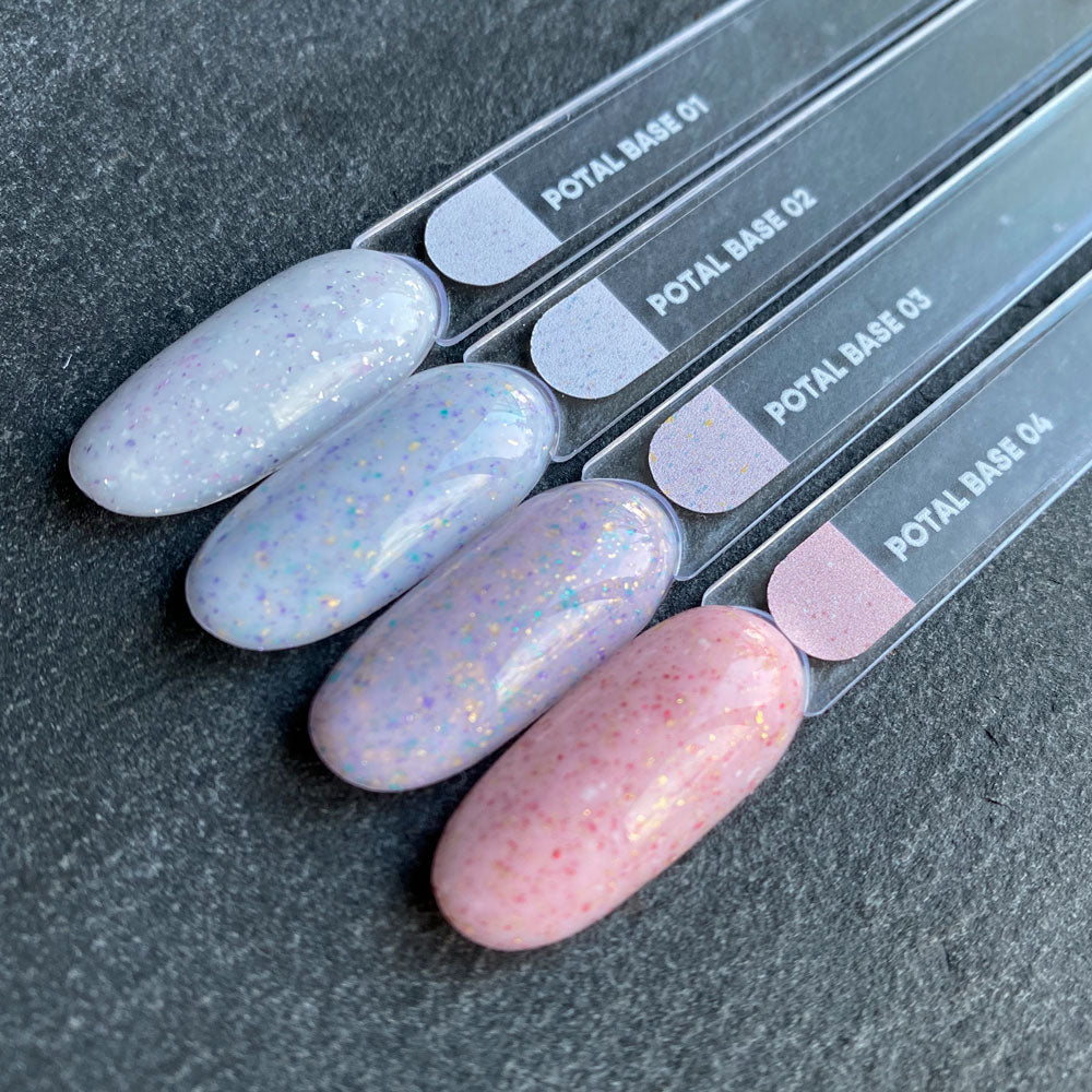 NAILSOFTHEDAY Potal base 04 - рожева база з поталлю (золотисто-рожева поталь), 10 мл