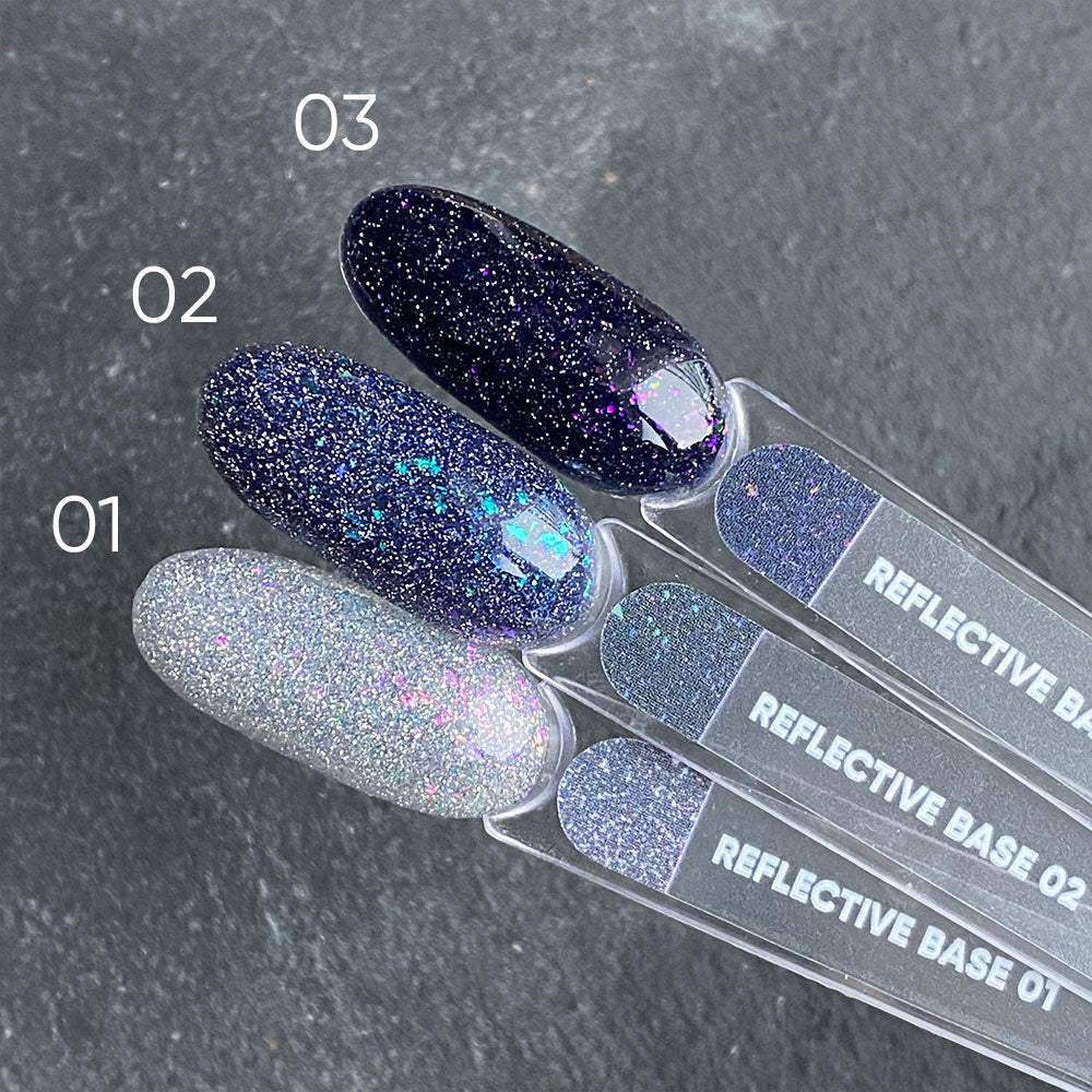NAILSOFTHENIGHT Base riflettente 02 - base riflettente mimetica con riflessi (scintillii blu e azzurri), 10 ml