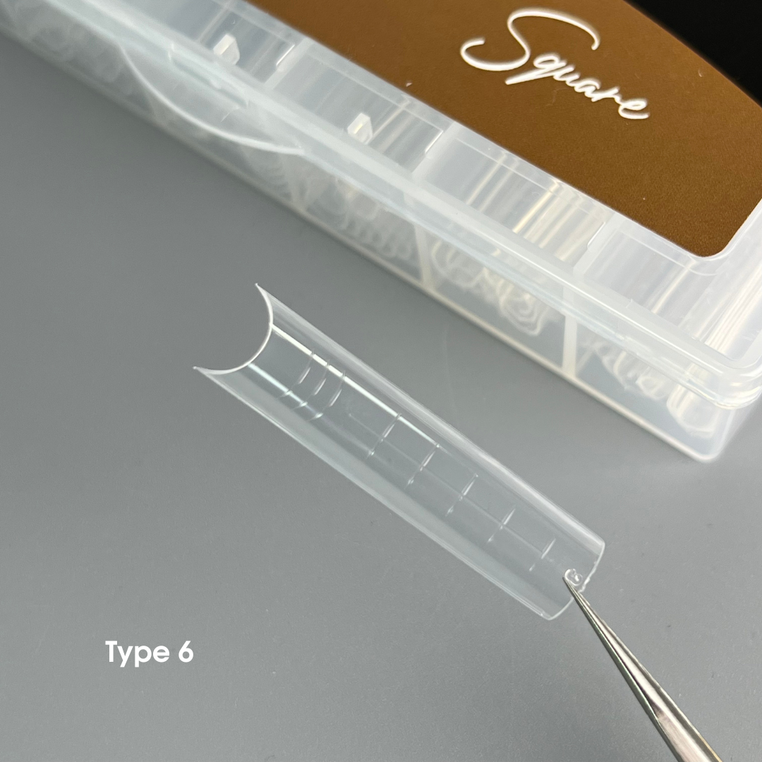 NAILSOFTHEDAY Dual Form Square (Type 6) —forma superior tipo cuadrado arqueado  para corrección/extensión parcial de uñas, 120 piezas