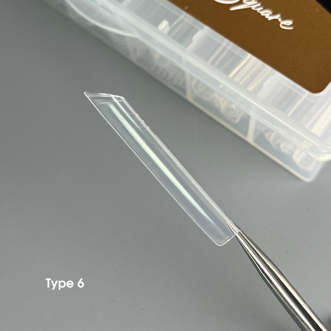 NAILSOFTHEDAY Dual Form Square (Type 6) —forma superior tipo cuadrado arqueado  para corrección/extensión parcial de uñas, 120 piezas