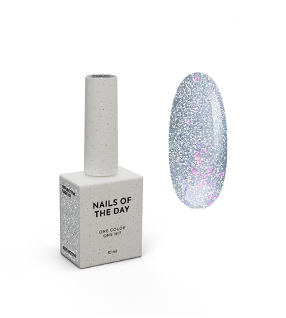NAILSOFTHENIGHT Reflective base 01 - камуфлююча світловідбиваюча база з шимером (срібні та рожеві блискітки), 10 мл