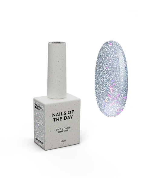 NAILSOFTHENIGHT Base reflectora 01 - base reflectora camuflada com brilho (brilho prateado e rosa), 10 ml