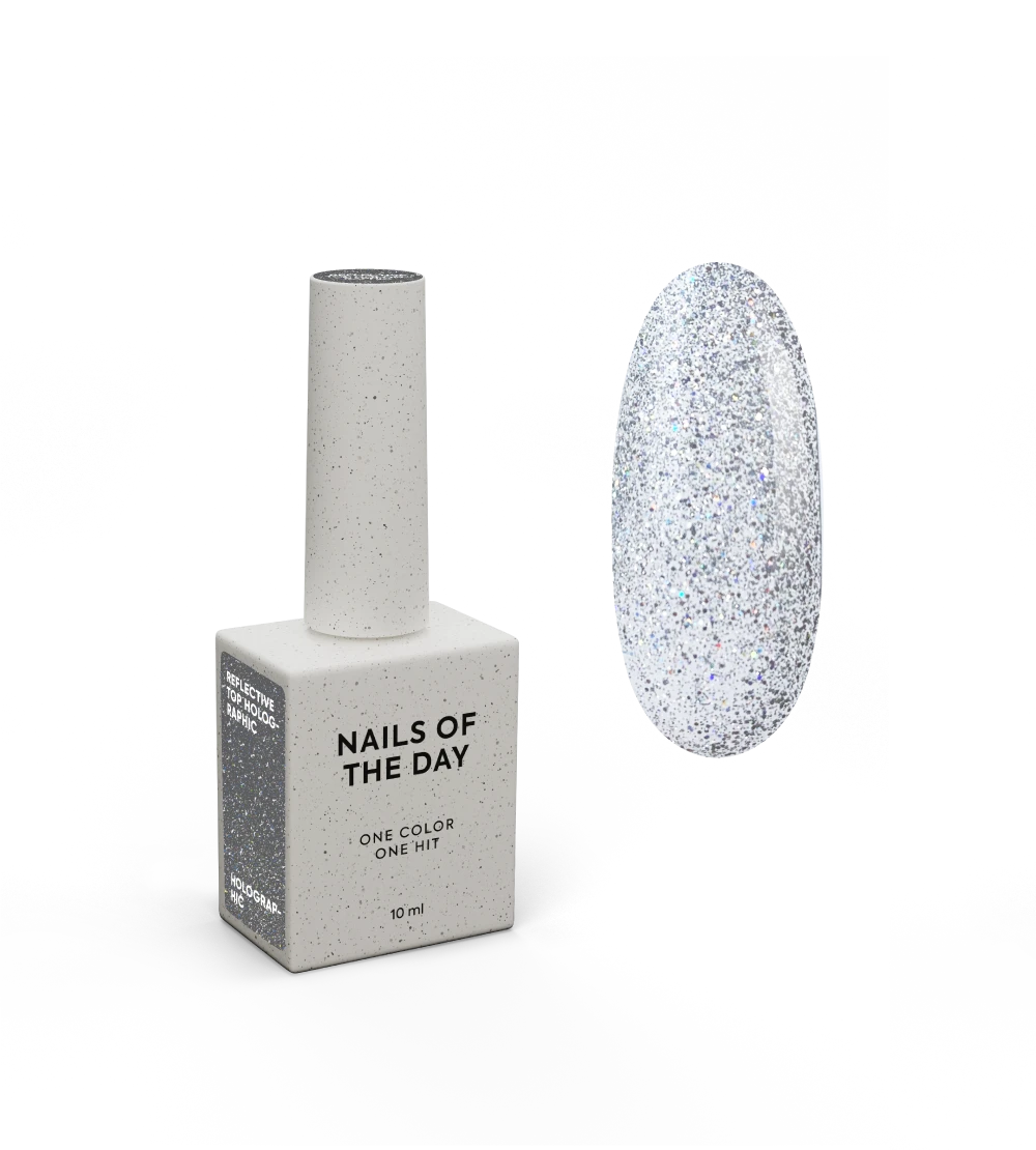 NAILSOFTHENIGHT Top holográfico reflexivo sem camada pegajosa para unhas, 10 ml