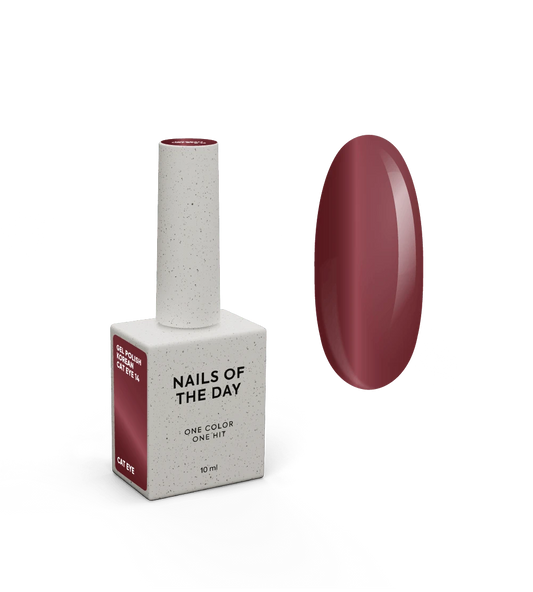 NAILSOFTHEDAY Korean Cat Eye 14 – esmalte em gel vermelho efeito olho de gato, 10 ml.
