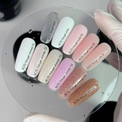 NAILSOFTHEDAY Polygel shimmer 01 — Polygel bianco con grana fine shimmer, 30 g