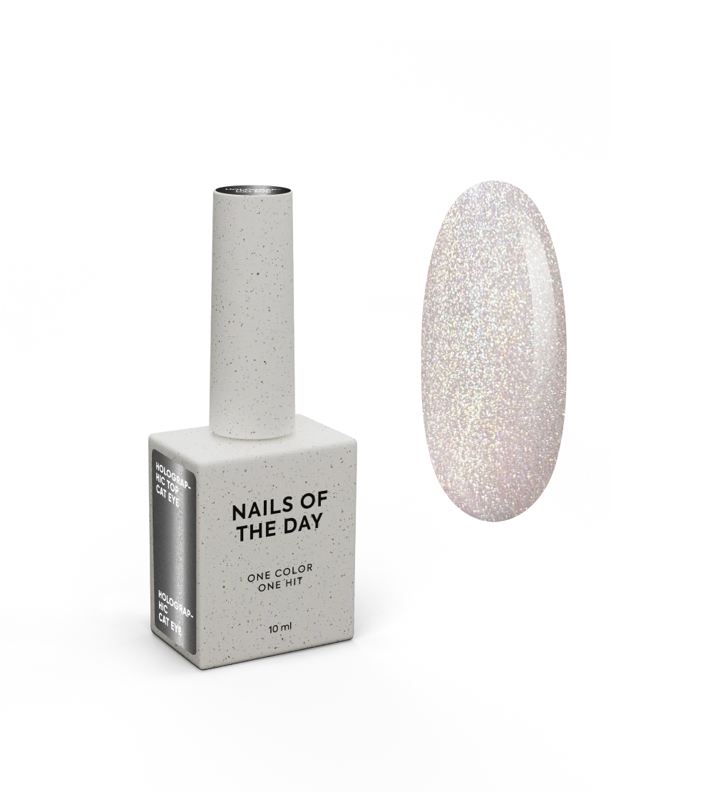 NAILSOFTHENIGHT Holographic Top Cat eye — um top holográfico com efeito olho de gato para unhas sem camada pegajosa, 10 ml