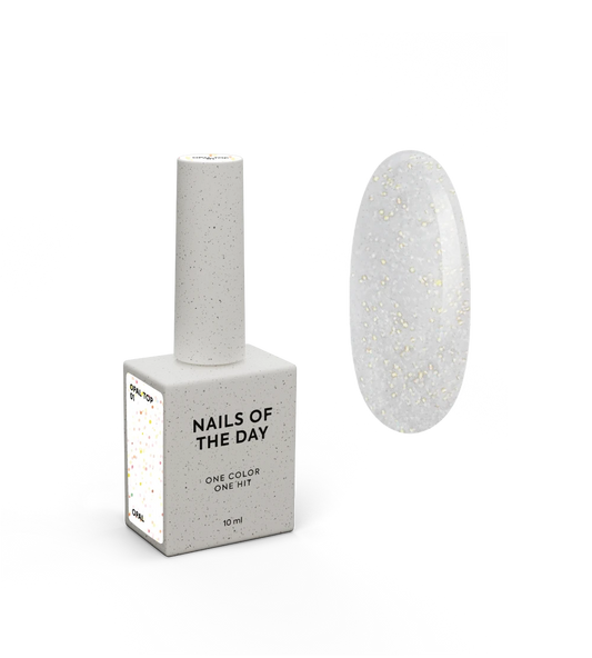 NAILSOFTHENIGHT Opal top 01 — top coat com brilhos opala sobre base transparente, sem camada pegajosa e sem filtros UV para unhas, 10 ml