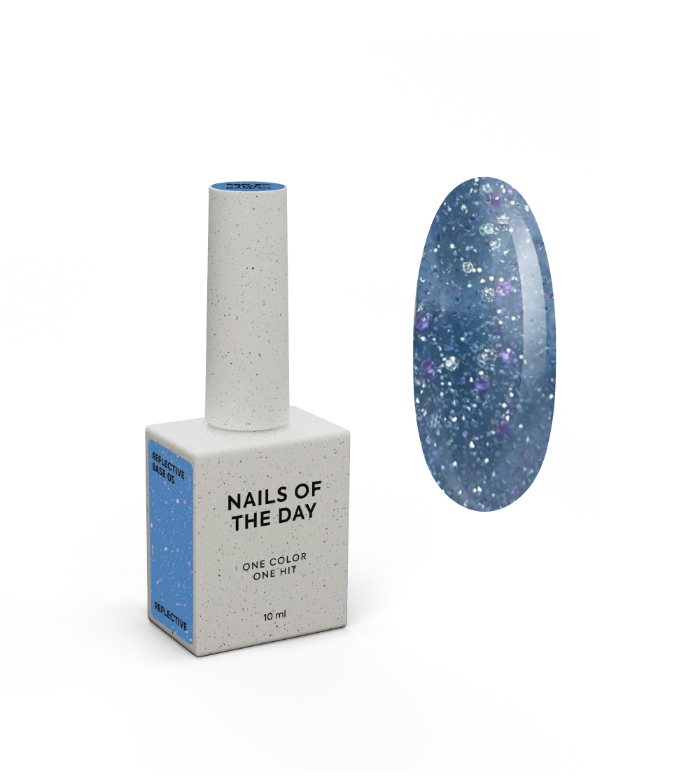 NAILSOFTHENIGHT Base riflettente 05 - base riflettente mimetica con scintillii olografici (blu intenso), 10 ml