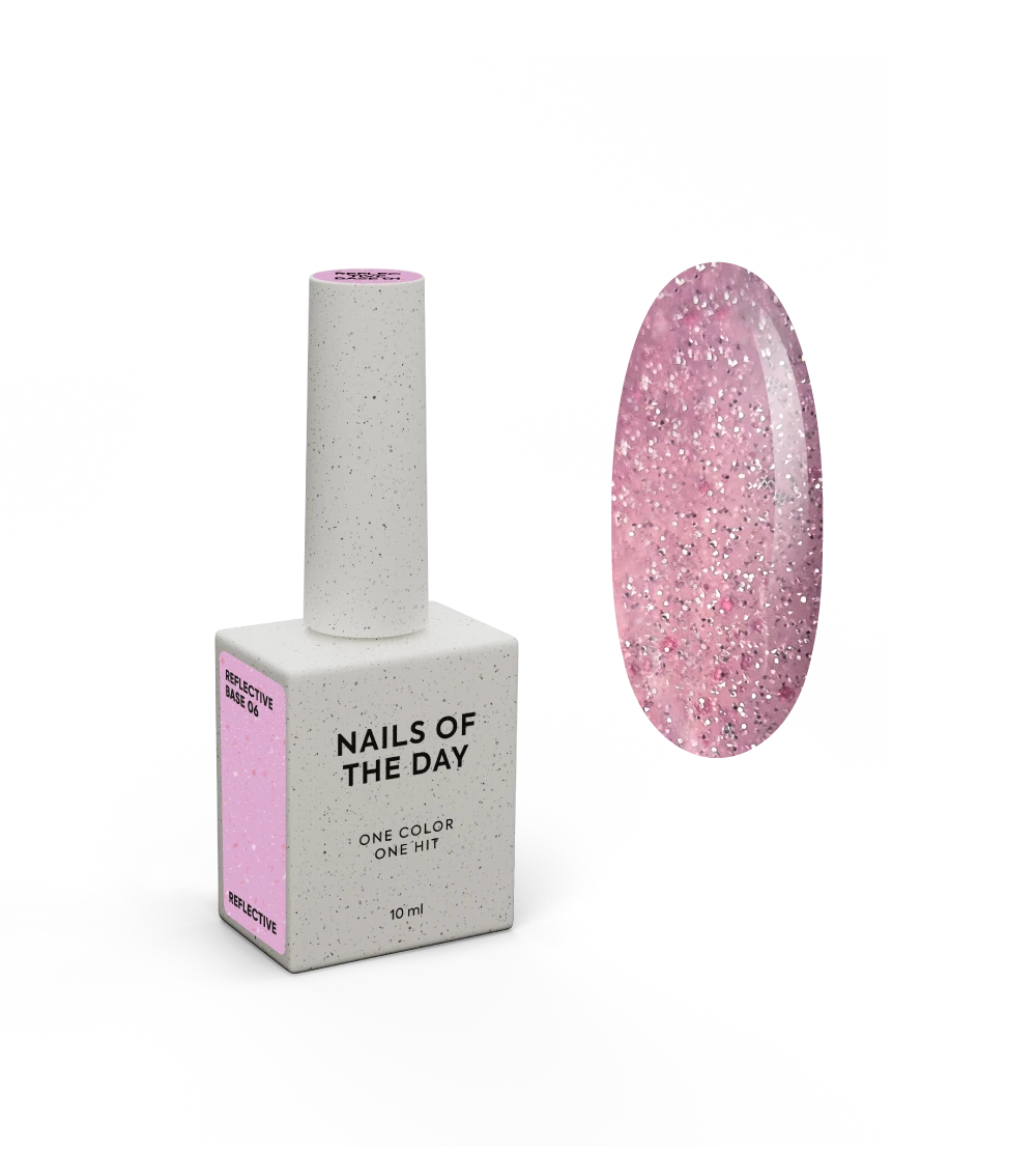 NAILSOFTHENIGHT Reflective Base 06 - base riflettente mimetica con riflessi (rosa tenue), 10 ml