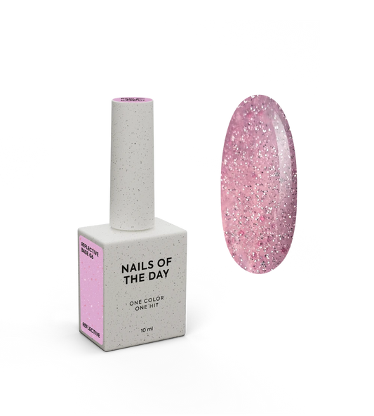 NAILSOFTHENIGHT Base reflectora 06 - base reflectora camuflada com brilho (rosa suave), 10 ml