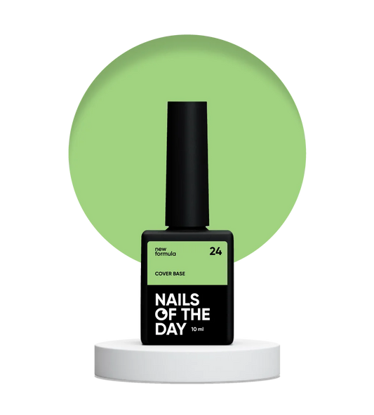 Nailsoftheday Cover base NEW Formula 24 — салатове камуфлююче базове покриття для нігтів, 10 мл