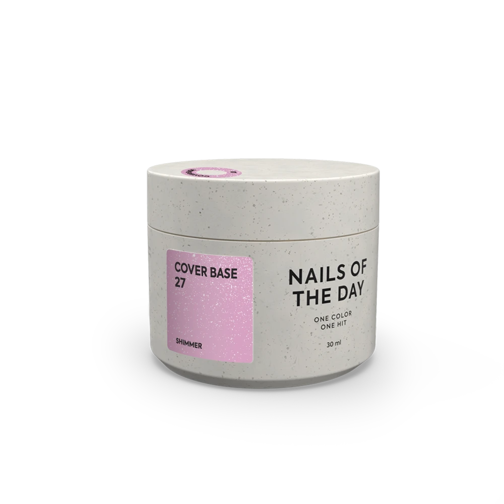 Nailsoftheday Cover Base NEW Formula 27 – Rosa mit silbernem Schimmer, hat einen tieferen rosa kühlen Farbton, Camouflage-Basislack für Nägel, 30 ml