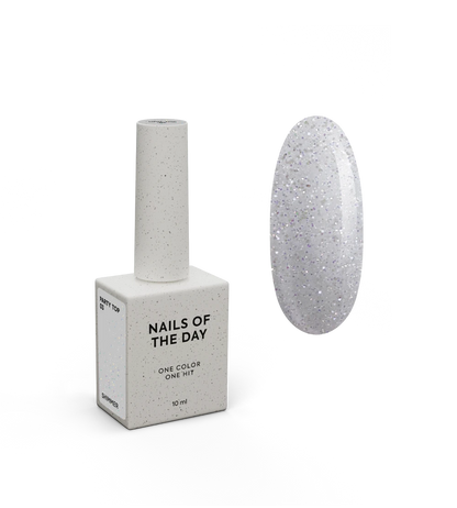 NAILSOFTHEDAY Party top 03 - transparente com brilho holográfico sem camada pegajosa para unhas, 10 ml