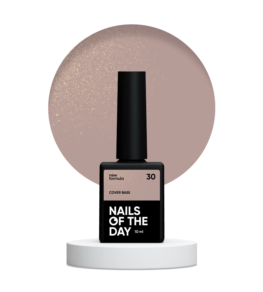 Nailsoftheday Cover base NEW Formula 30 - natural nude with golden shimmer, warm nude with a golden tint, camouflage base coat for nails, 10 ml