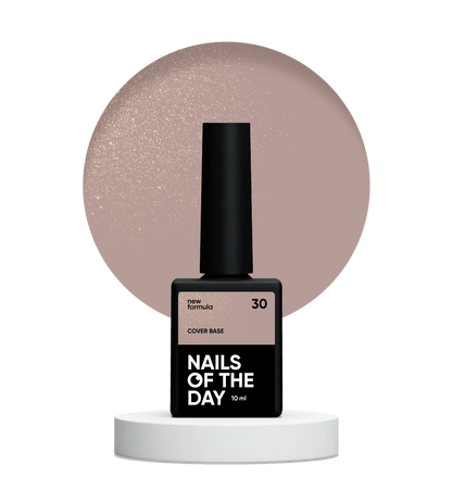 Nailsoftheday Cover base NEW Formula 30 - natural nude with golden shimmer, warm nude with a golden tint, camouflage base coat for nails, 10 ml