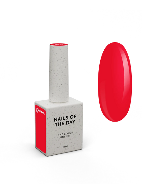 Nailsoftheday Cover Base NEW Formula 32 — Base Pigmentada Vermelho Clássico para Unhas, 10 ml