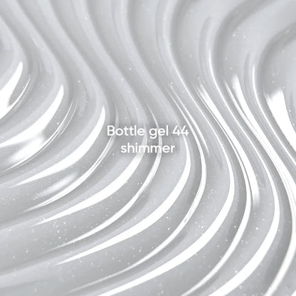 NAILSOFTHEDAY Bottle Gel 44 Shimmer — gel ultra-résistant blanc avec shimmer argenté pour le renforcement des ongles, 10 ml