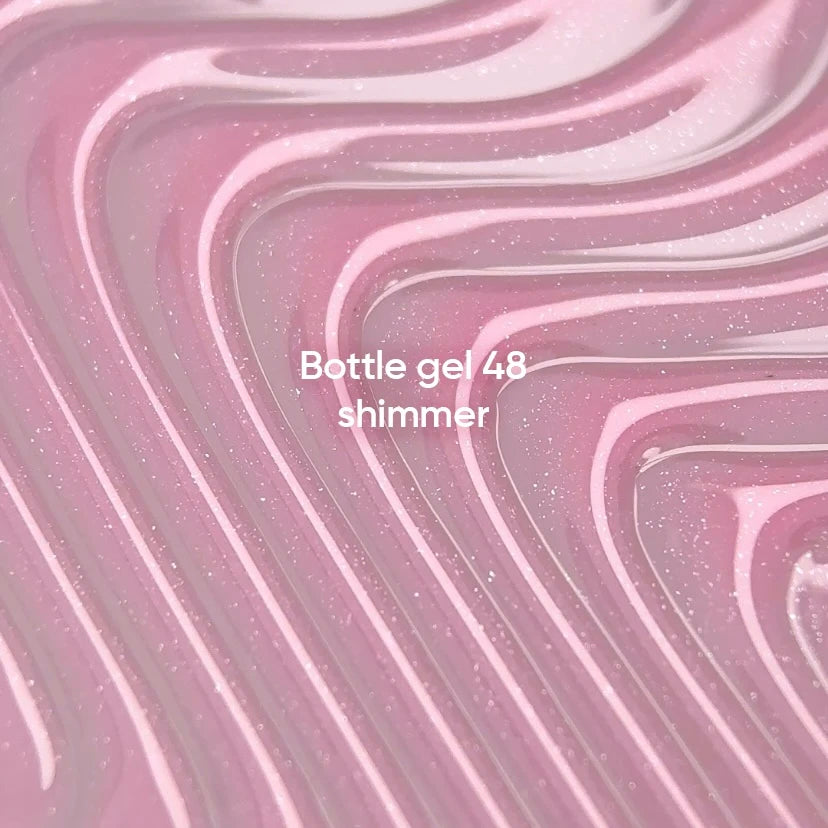 NAILSOFTHEDAY Bottle Gel 48 Shimmer — gel ultra-résistant rose avec shimmer argenté pour le renforcement des ongles, 10 ml