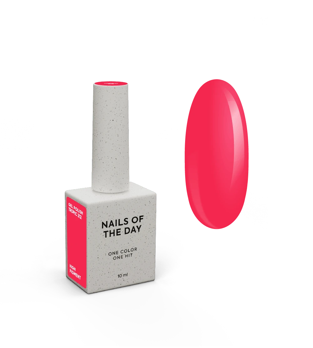 NAILSOFTHEDAY Gel Polish Tropic 212 — esmalte semipermanente rosa coral con cobertura en una sola capa, 10 ml
