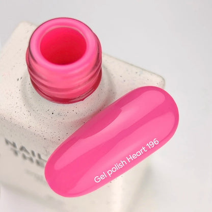NAILSOFTHEDAY Gel Polish Heart 196 — esmalte semipermanente rosa neón con cobertura en una sola capa, 10 ml