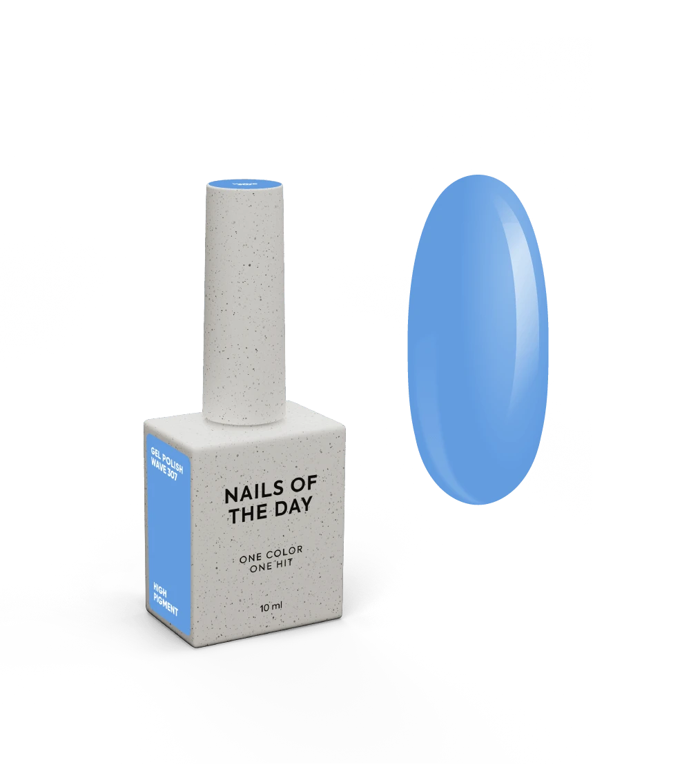 NAILSOFTHEDAY Gel Polish Wave 307 — esmalte semipermanente azul claro con cobertura en una sola capa, 10 ml