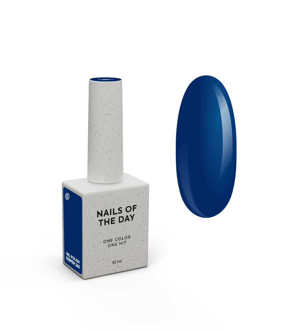 NAILSOFTHEDAY Gel polish Deepen 260 — tono azul profundo con cobertura total en una sola capa, 10 ml.