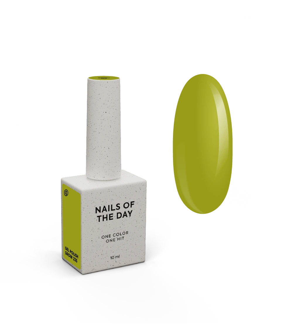 NAILSOFTHEDAY Gel polish Grow 235 — tono verde con cobertura total en una sola capa, 10 ml.