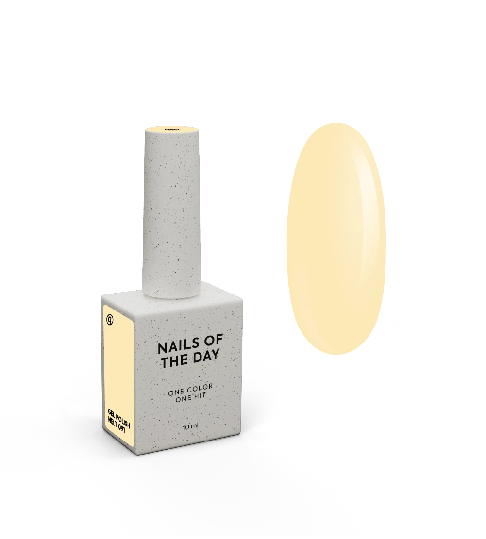 NAILSOFTHEDAY Gel polish Melt 091 — delicado tono amarillo con cobertura total en una sola capa, 10 ml.