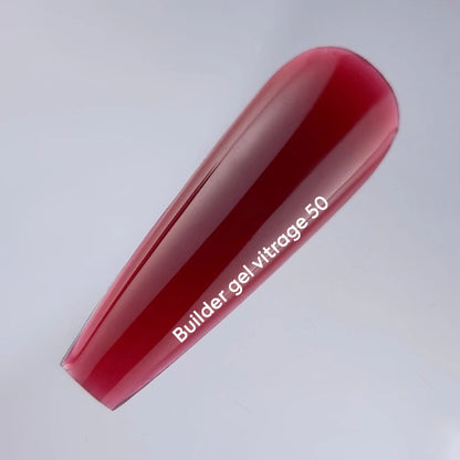 NAILSOFTHEDAY Builder gel 50 Vitrage — red stained-glass builder gel for nail extensions, 15 ml