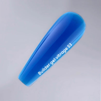 NAILSOFTHEDAY Builder gel 53 Vitrage — blue stained-glass builder gel for nail extensions, 15 ml