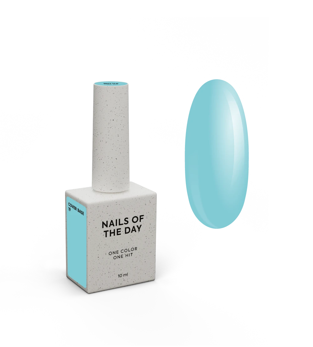 Nailsoftheday Cover base NEW Formula 19 — soft blue camouflage base coating for nails, 10 ml