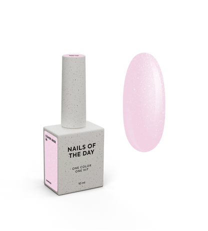 Nailsoftheday Cover base NEW Formula 26 — suave tono rosa con shimmer plateado, de brillo más frío, una base camuflaje para uñas, 10 ml.