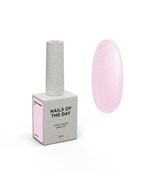 Nailsoftheday Cover base NOVA Fórmula 26 - rosa suave com brilho prateado, com brilho mais frio, base camuflada para unhas, 10 ml