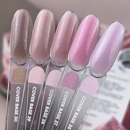 Nailsoftheday Cover base NEW Formula 26 — suave tono rosa con shimmer plateado, de brillo más frío, una base camuflaje para uñas, 10 ml.