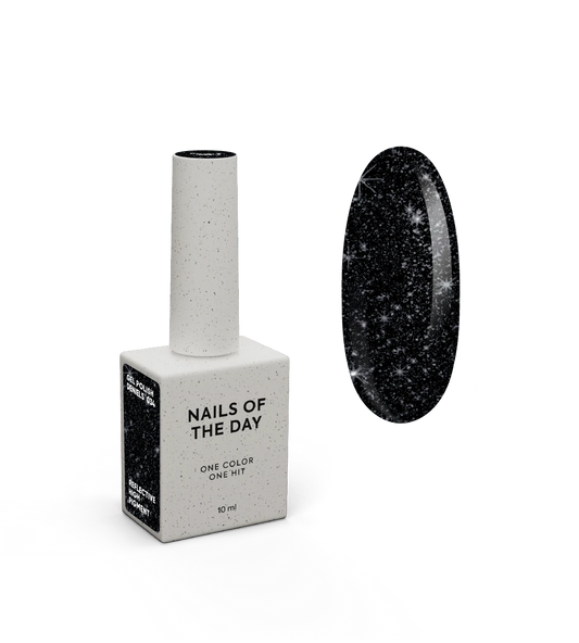 NAILSOFTHENIGHT Deniels esmalte em gel - esmalte em gel preto pigmentado com brilho prateado reflexivo, 10 ml