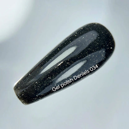 NAILSOFTHENIGHT Deniels esmalte em gel - esmalte em gel preto pigmentado com brilho prateado reflexivo, 10 ml