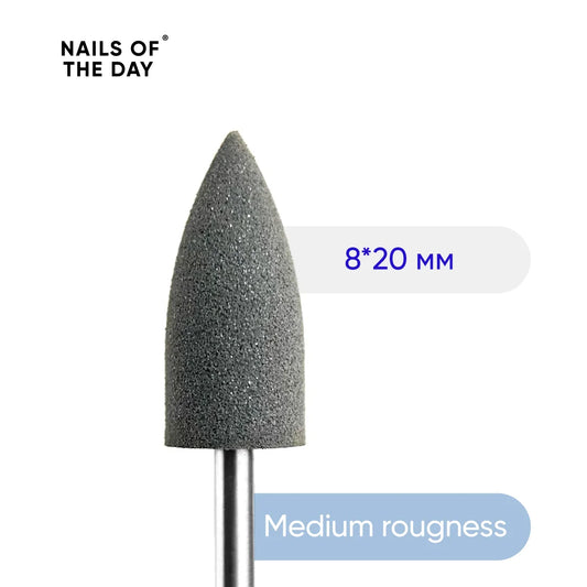 NAILSOFTHEDAY Silicone drill bit, medium roughness — branded polisher, medium hardness, 8*20 mm