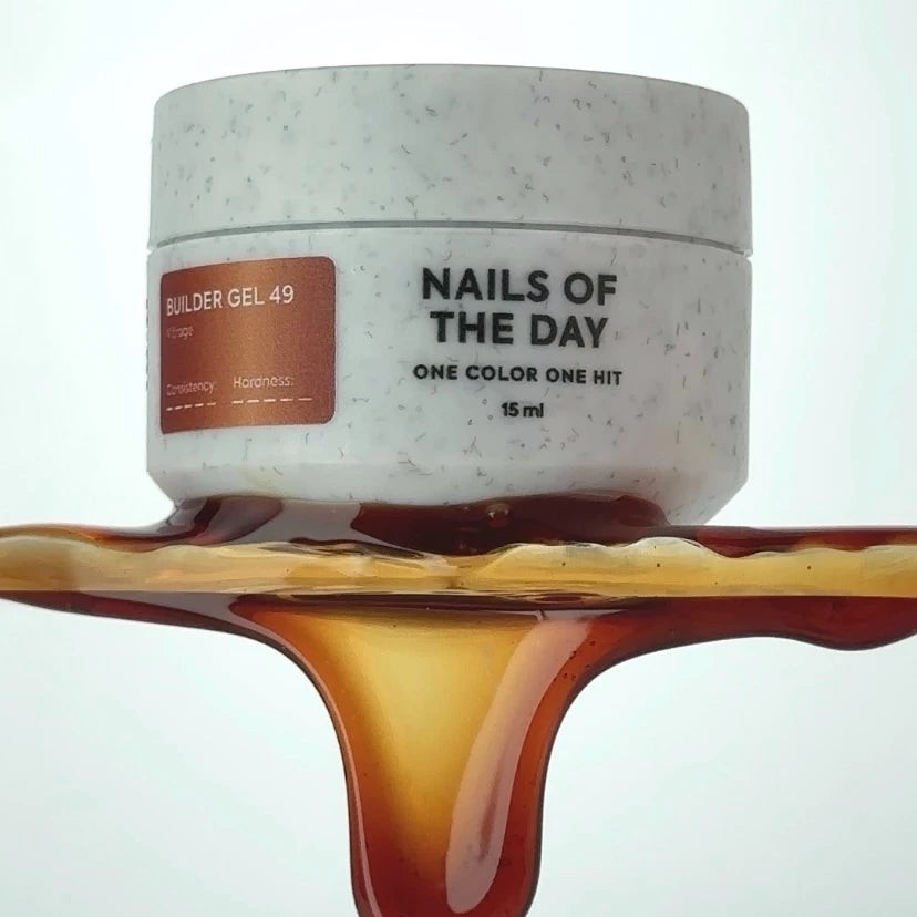 NAILSOFTHEDAY Builder gel 49 Vitrage — caramel stained-glass builder gel for nail extensions, 15 ml