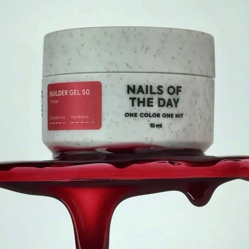 NAILSOFTHEDAY Builder gel 50 Vitrage — red stained-glass builder gel for nail extensions, 15 ml