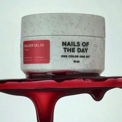 NAILSOFTHEDAY Builder gel 50 Vitrage — red stained-glass builder gel for nail extensions, 15 ml