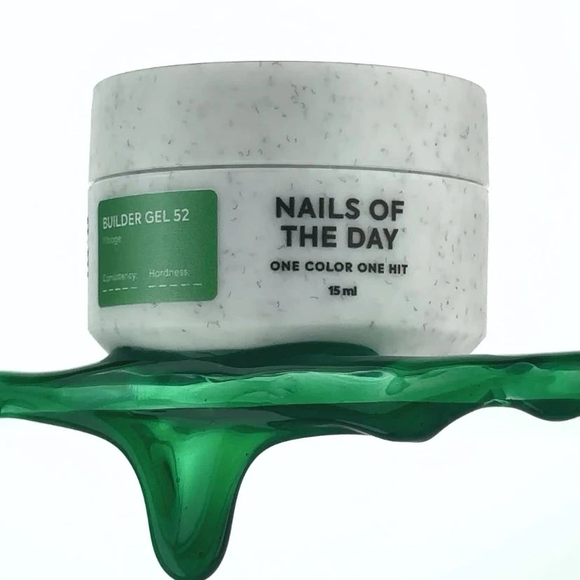 NAILSOFTHEDAY Builder gel 52 Vitrage — green stained-glass builder gel for nail extensions, 15 ml