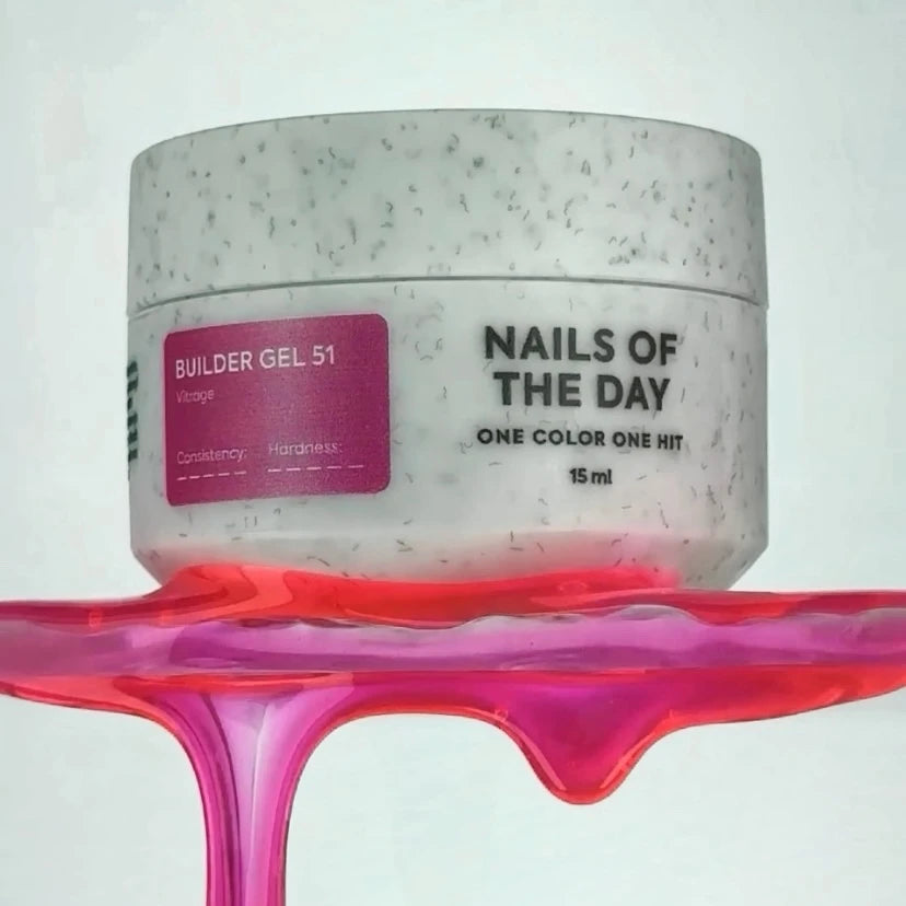 NAILSOFTHEDAY Builder gel 51 Vitrage — pink stained-glass builder gel for nail extensions, 15 ml