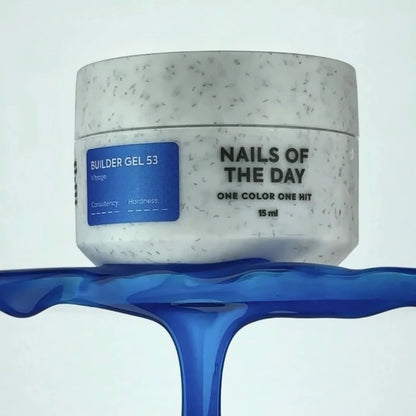 NAILSOFTHEDAY Builder gel 53 Vitrage — blue stained-glass builder gel for nail extensions, 15 ml